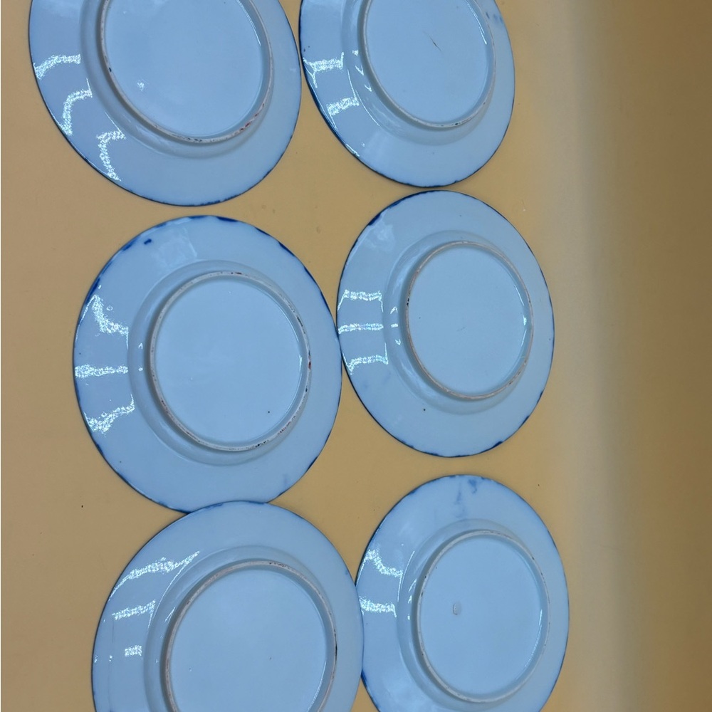 Vintage geisha hand painted plates cobalt blue set of 6, Asian decor - Picture 7 of 9